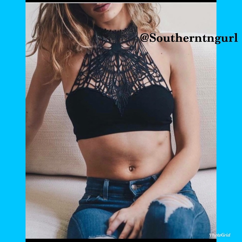 Sexy Morticia Bralette/Bandeau/Cami Crip Top Bra